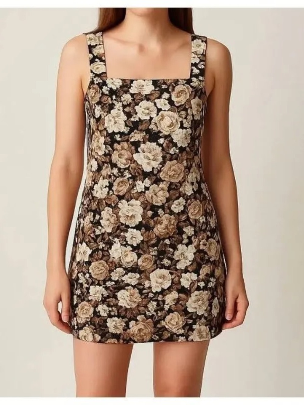 Abercrombie and Fitch M Linen Blend Brown White Floral Mini Dress